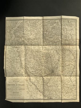 [MILANO] Carta dei contorni di Milano. Milano: Artaria 1844. (650x560 mm)