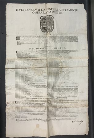 [MILANO] Manifesto del XVII secolo che riguarda i Feudi del Ducato di Milano e