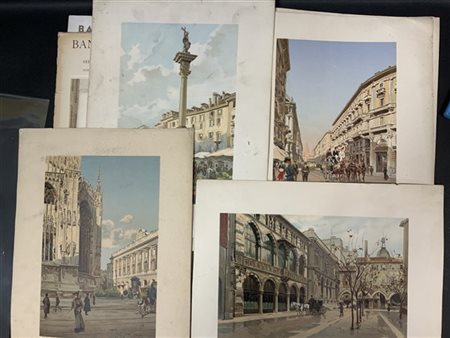 [MILANO] Una serie di vedute della città di Milano, fra le illustrazioni Via Da