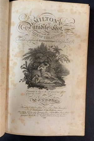 MILTON, John. Paradise Lost. Londra: T. Heptinstall, 1799. 8vo, numerose tavole