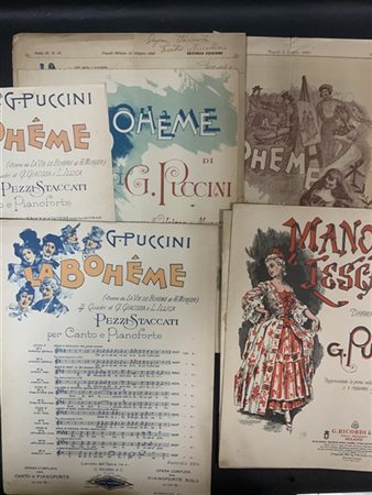 PUCCINI Giacomo. Raccolta di spartiti musicali illustrati stampati da G. Ricord