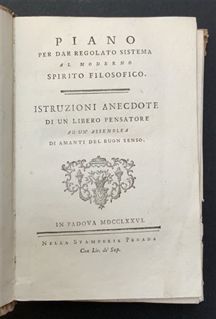 ZAGURI Marco. - Piano per dar regolato sistema al moderno spirito filosofico. I