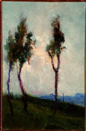 COLMO GIOVANNI (Torino 1867 – 1947) - "Paesaggio", 14x9 olio su cartoncino....