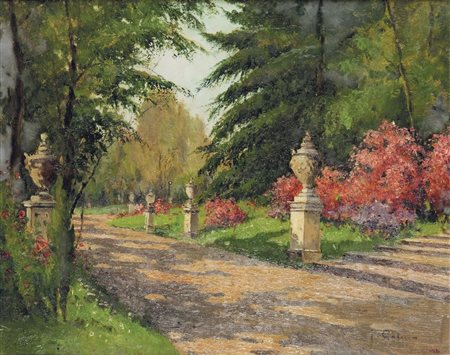 COLMO GIOVANNI (Torino 1867 – 1947) - "Giardino a Villa della Regina", 40x50...