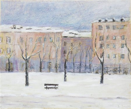EMPRIN GIULIANO (Torino 1902 – 1991) - "Neve in Piazza Maria Teresa a...