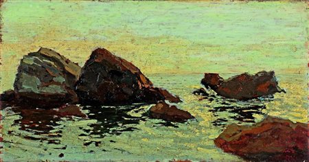 BO GIACINTO (Montanaro (TO) 1832 - 1912 Torino) - "Marina", 25x45 olio su...