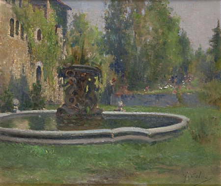 COLMO GIOVANNI (Torino 1867 – 1947) - "Fontana del Valentino", 24x27,5 olio...
