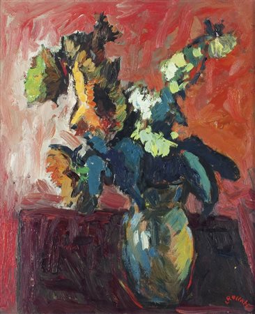 ROCCATI LUIGI (Chieri (TO) 1906 – 1967) - "Vaso di fiori", 60x50 olio su...