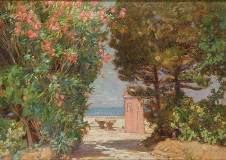 ROMITI GINO (Livorno 1881 – 1967) - "La strada verso il mare", 30x40 olio su...