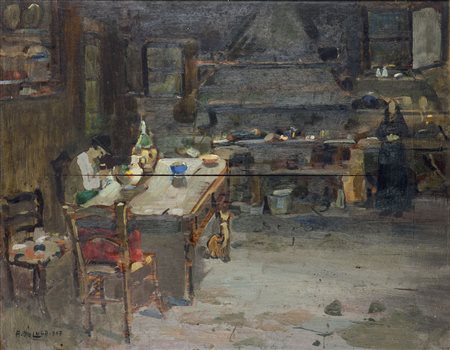 DE LUCA ARTURO (Sorrento 1885 - ?) - "Interno di una cucina di campagna"...