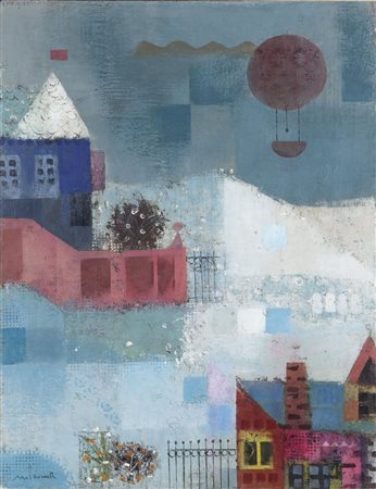 PASCUTTI MARIO (Torino 1924) - "La villa in collina" 1972, 49x38 olio su...