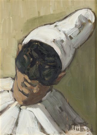 PUTHOD DOLORES (Milano 1934) - "Pulcinella" 1994, 40x30 olio su tela. Opera...