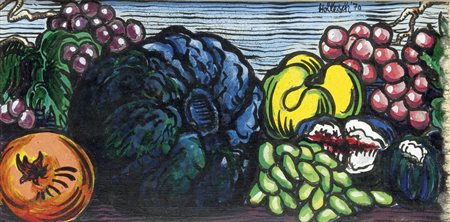 HOLLESCH CARLO (Pola (Jugoslavia) 1926) - "Barchetta con zucca", 25x50 olio...