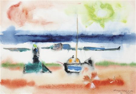 PAULUCCI ENRICO (Genova 1901 - 1999 Torino) - "Marina", 34x48 tecnica mista...