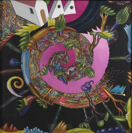 ALINARI LUCA (Firenze 1943) - "Vortice colorato", 100x100 tecnica mista su...