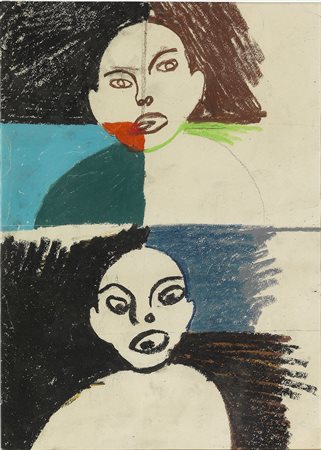 STALDER ANSELM (CH 1956) - "Senza titolo" 1978, 42x29,5 tecnica mista su...