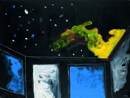 FESTA TANO (Roma 1938 – 1988) - "Oltre il muro" 1986, 60x80 olio su tela....