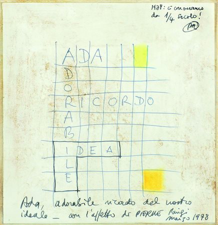 RESTANY PIERRE (F 1930 – 2003) - "Senza titolo" Parigi marzo 1978, 30x30...