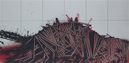 SCANAVINO EMILIO (Genova 1922 - 1986 Milano) - "Senza titolo", 28,5x58...