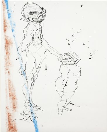 COLOMBOTTO ROSSO ENRICO (Torino 1925) - "Figura", 55x45 china acquerellata su...