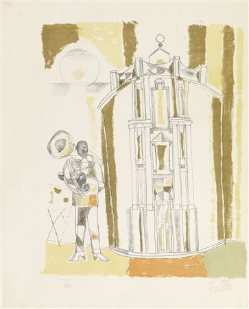 GENTILINI FRANCO (Faenza (RA) 1909 - 1981 Roma) - "Suonatore", 39x32...