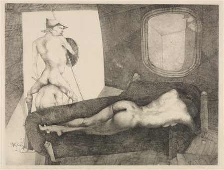 ATTARDI UGO (Sori (GE) 1923 - 2006 Roma) - "Nello studio" 1971, 49,5x65...