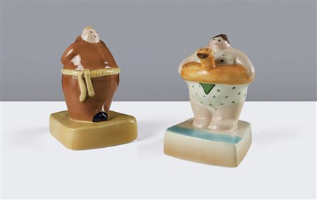 RONZAN ANTONIO - Coppia di due sculture raffiguranti un "Frate" e una...