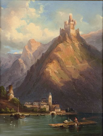 GAMBA FRANCESCO (Attribuito) (Torino 1818 – 1887) - "Paesaggio piemontese",...