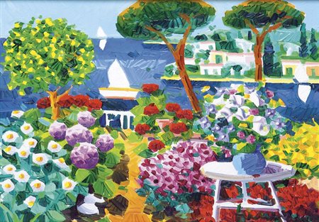 FACCINCANI ATHOS (Peschiera del Garda 1951) - "Giardino con limone", 25x35...