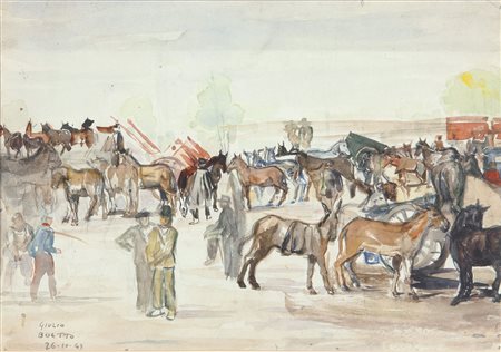 BOETTO GIULIO (Torino 1894 – 1967) - "Mercato dei cavalli" 26/10/1943,...