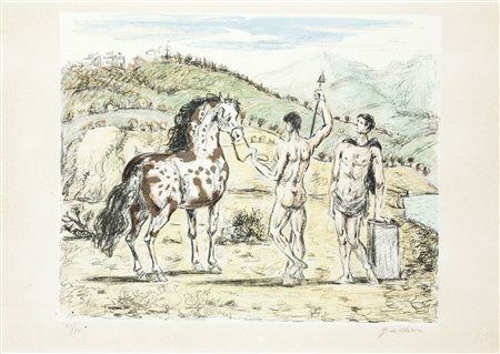 DE CHIRICO GIORGIO (Volos 1888 - 1978 Roma) - "I Dioscuri", 1969, 50,5x70...