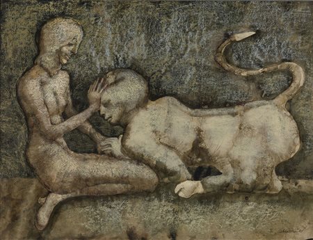 LEBENSTEIN JAN (PL 1930 – 1999) - "L'alme plat 2" 1970, 47x63 tecnica mista...