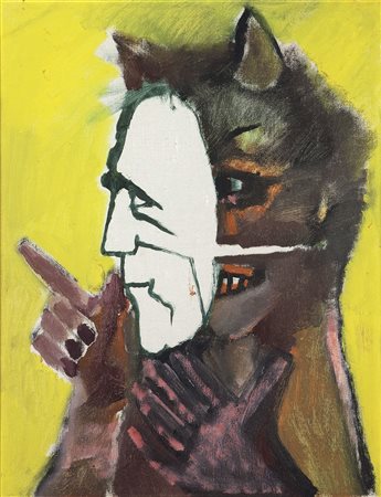 MACCARI MINO (Siena 1898 - 1989 Roma) - "Maschera" 1980, 45x35 olio su tela....