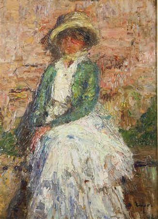 LUPO ALESSANDRO (Torino 1876 – 1953) - "Figura femminile" 1920, 43x30,5 olio...