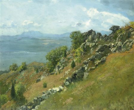 CALDERINI MARCO (Torino 1850 – 1941) - "Sui monti di Rubiana" 1889, 53x64...