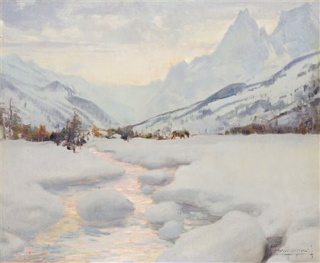 CAMPAGNARI OTTORINO (Mestre (VE) 1910 - 1982 Torino) - "Paesaggio innevato",...