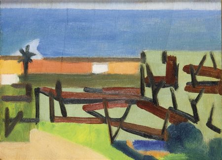 PARISOT ADRIANO (Torino 1912 – 2004) - "S. Bartolomeo (Cervo)", 1948, 18x22,3...