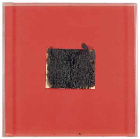 AUBERTIN BERNARD (Fontenay-aux-Roses 1934) - "Livre brule" 2010, 60x60 libro...