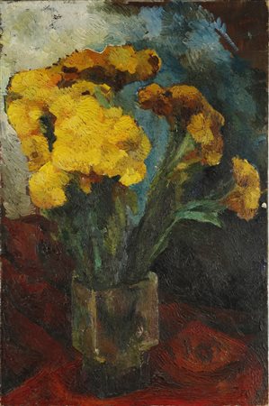 BRUNO SAETTI Vaso con fiori gialli.