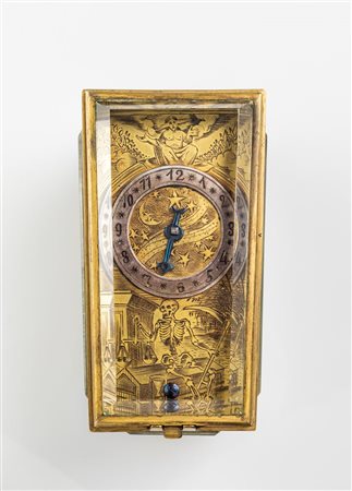 OROLOGIO DA TAVOLO - "MEMENTO MORI"<BR>Orologio d'autore, in stile rinascimentale, realizzato nella prima metà dell'800 con componenti del XVIII secolo