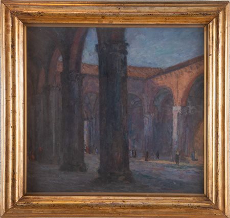 UMBERTO VITTORINI (Barga 1890 – Milano 1979) “Atrio di Sant’Ambrogio”. Olio...