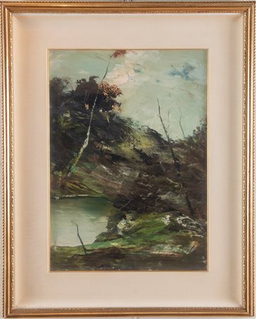 UBALDO MAGNAVACCA (Modena 1885 – Lerici 1957) “Paesaggio”. Olio su cartone....