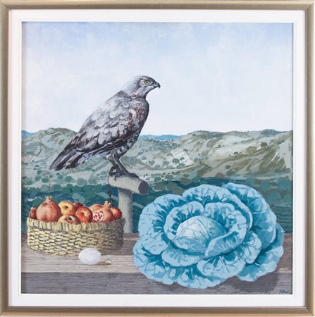 ENZO BELLINI (Santa Sofia 1932 – 2015) “Il falcone”, 1990. Olio su tela. Cm...