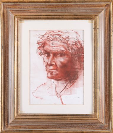 PIETRO ANNIGONI (Milano 1910 – Firenze 1988) “Volto”. Sanguigna su carta. Cm...