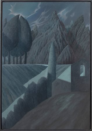 ENRICO LOMBARDI (Meldola 1958) “Fuori dalla casa”, 1995. Olio su tela. Cm...