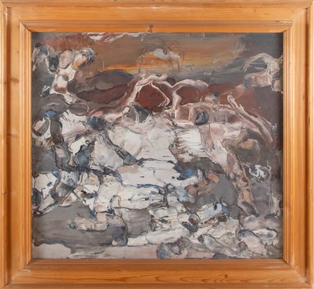 LEONE PANCALDI “Paesaggio informale”, seconda metà anni ’50. Olio su tela. Cm...