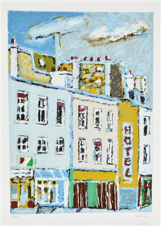 Orfeo Tamburi CASE PARIGINE litografia su carta Fabriano, cm 70x50 esemplare...