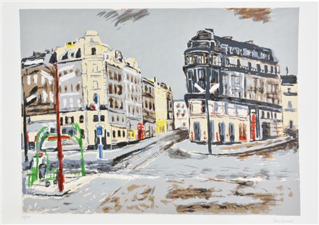 Orfeo Tamburi STRADA PARIGINA litografia su carta Fabriano, cm 50x70...