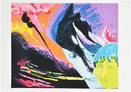 Remo Brindisi SENZA TITOLO litografia su carta, cm 50x70 esemplare P.A. sul...