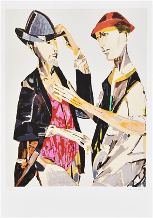 Remo Brindisi DUE FIGURE litografia su carta Fabriano, cm 70x50 esemplare...